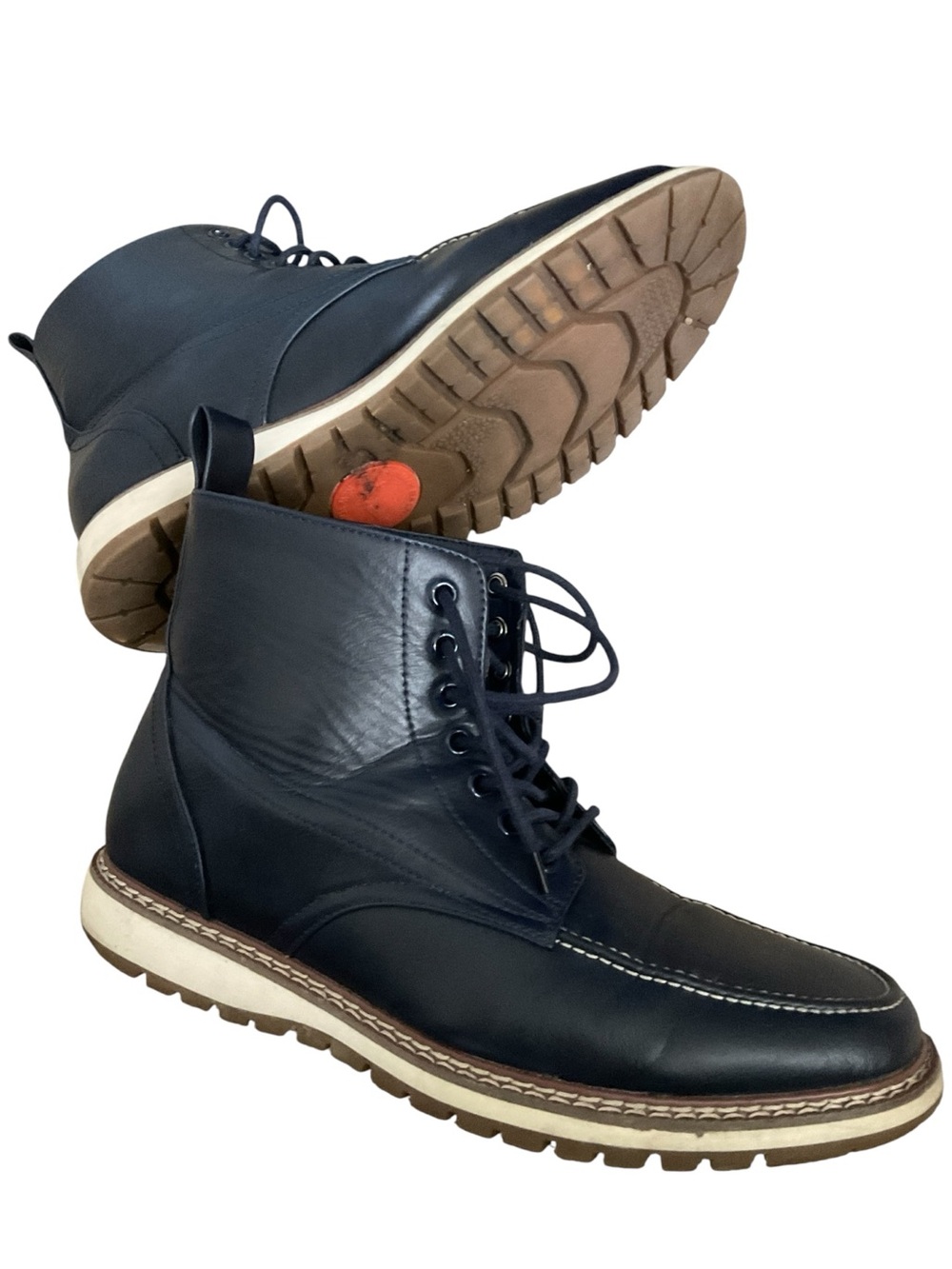 Hawke & Co. Men's Sierra Navy Leather Lace-Up Boots Size 10